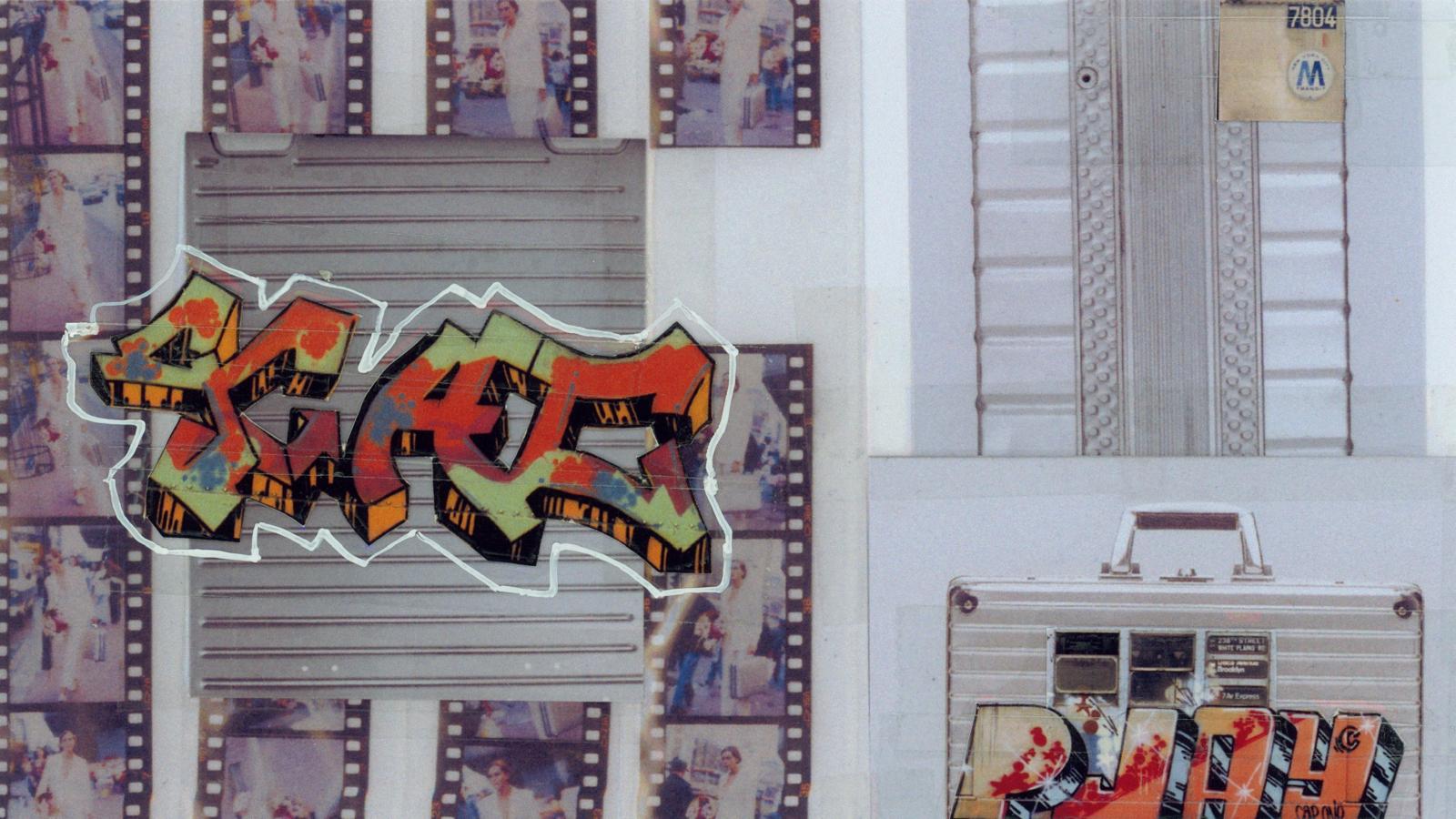 Graffiti collage with RIMOWA cases and film strips
